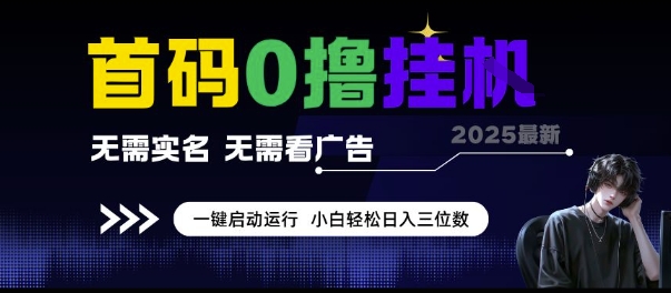 首码0撸挂G项目，无需实名无需看广告 一键启动运行，小白轻松日入三位数【揭秘】|学课链网创