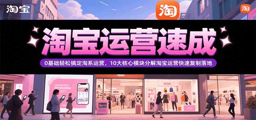 淘宝运营速成，0基础轻松搞定网店运营，10大核心模块分解快速复制落地（更新）|学课链网创