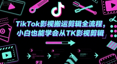 TikTok影视搬运剪辑全流程，小白也能学会从TK影视剪辑|学课链网创