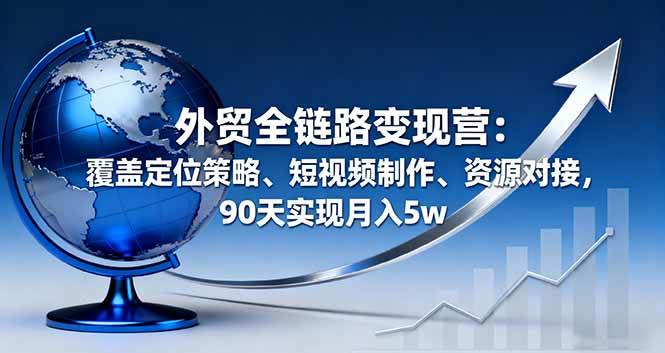 (16173期)外贸全链路变现营:覆盖定位策略、短视频制作、资源对接,90天实现月入5w|学课链网创