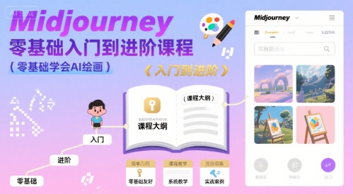 midjourney零基础入门到进阶课程，零基础学会AI绘画|学课链网创