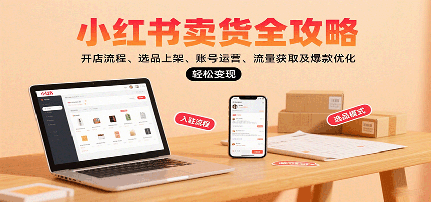 小红书卖货全攻略：开店流程、选品上架、账号运营、流量获取及爆款优化，轻松变现|学课链网创