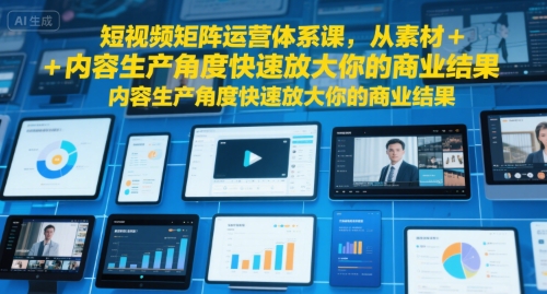 短视频矩阵运营体系课，从素材+内容生产角度快速放大你的商业结果|学课链网创