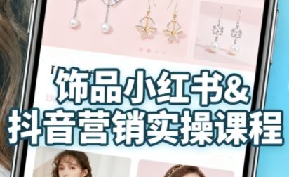 抖音+小红书饰品卖货：货源、开店、内容全教会，让新手快速掌握饰品线上营销全流程，轻松开启变现路|学课链网创