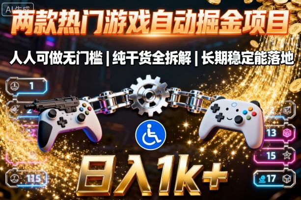 两款热门游戏自动掘金项目，人人可做无门槛，纯干货全拆解，长期稳定能落地，日入1k+【揭秘】|学课链网创