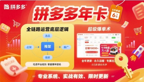 拼多多年卡【8月更新6节】拼多多全链路运营底层逻辑，超级爆单术|学课链网创