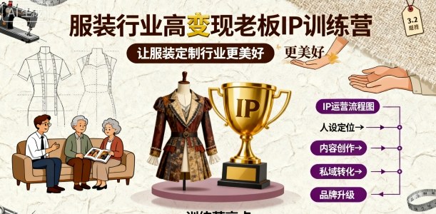 服装行业高变现老板IP训练营，让服装定制行业更美好|学课链网创
