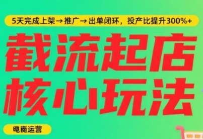 淘宝截流快速起店玩法，掌握暴力快速起店的流程，5天完成上架-推广-出单闭环|学课链网创
