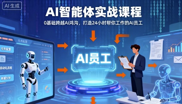 Ai智能体实战课程,0基础跨越Ai鸿沟,打造24小时帮你工作的Ai员工,打破常规,以实战定义Ai|学课链网创