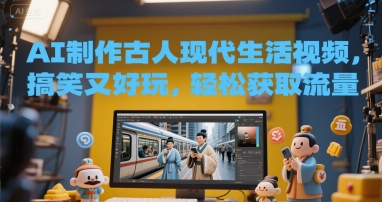 AI制作古人现代生活视频，搞笑又好玩，轻松获取流量|学课链网创