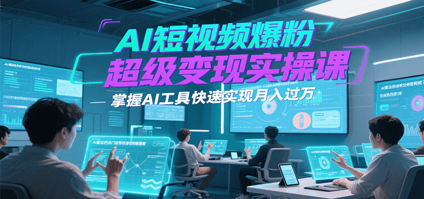 AI短视频爆粉超级变现实操课，掌握AI工具快速实现月入过万|学课链网创