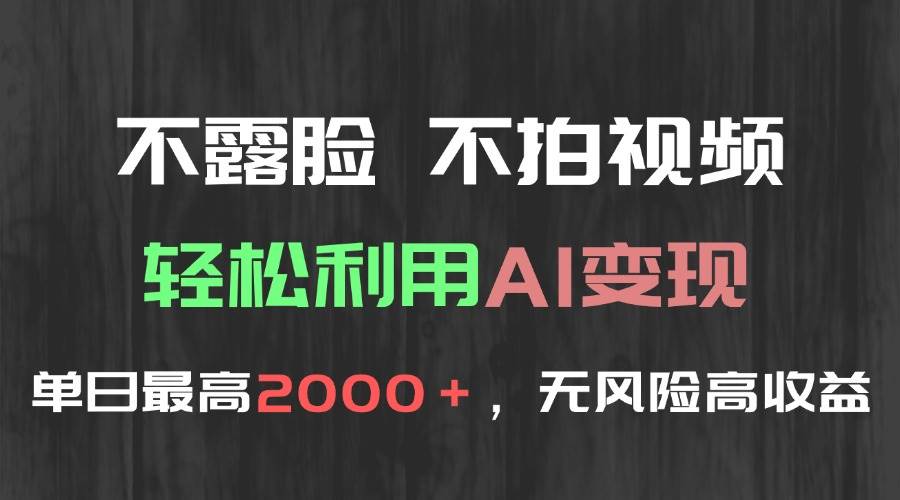 （15034期）不露脸，不拍视频，轻松利用AI变现，单日最高2000＋，无风险高利润|学课链网创