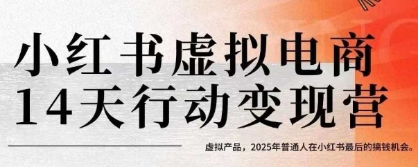小红书虚拟电商14天变现训练营，虚拟产品，2025年普通人在小红书最后的搞钱机会|学课链网创