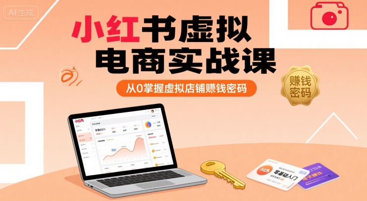 小红书虚拟电商实战课，从0掌握虚拟店铺賺钱密码|学课链网创