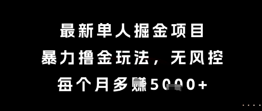 最新单人掘金项目，暴力撸金玩法，无风控，每个月多挣5k+【揭秘】|学课链网创