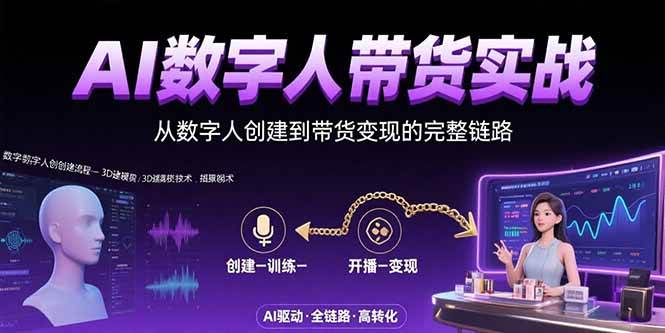 （15548期）AI数字人+带货实战：从数字人创建到带货变现的完整链路|学课链网创