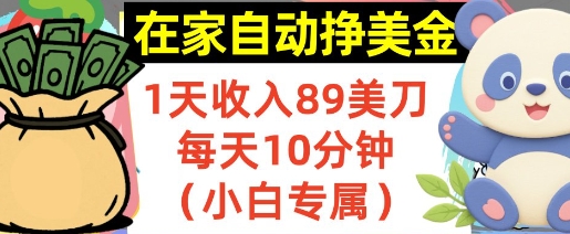 在家自动挣美金，1天收入89刀，每天10分钟，小白专属，长期的被动收入|学课链网创