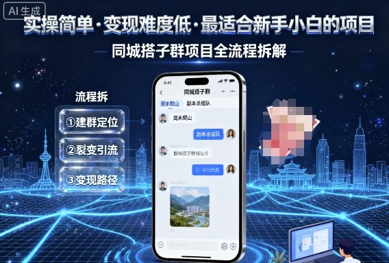 实操简单，变现难度低，最适合新手小白做的项目，每天轻松收入3张，同城搭子群项目全流程拆解|学课链网创
