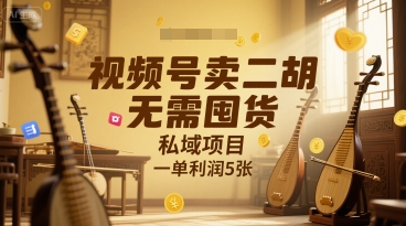 视频号卖二胡，无需囤货，私域项目，一单利润5张|学课链网创
