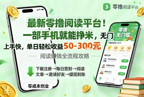最新零撸阅读平台!一部手机就能挣米,无门槛上手快,单日轻松收益50-3张【揭秘】|学课链网创