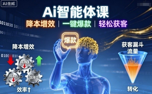 Ai智能体课，降本增效，一键爆款，轻松获客|学课链网创
