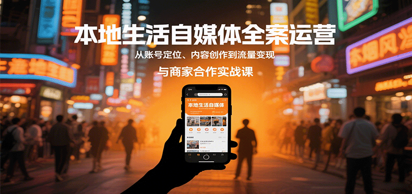 本地生活自媒体全案运营，从账号定位、内容创作到流量变现与商家合作实战课|学课链网创