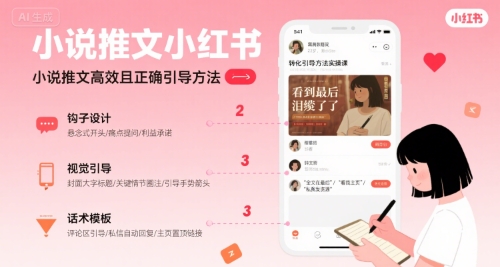 小说推文小红书高转化引导方法实操课，小说推文高效且正确引导方法|学课链网创