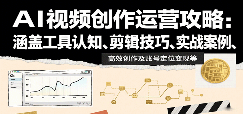 AI视频创作运营攻略:涵盖工具认知、剪辑技巧、实战案例、高效创作及账号定位变现等|学课链网创