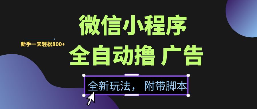 （15134期）微信小程序挂机撸广告，全新玩法，新手一天轻松800+【附带脚本】|学课链网创
