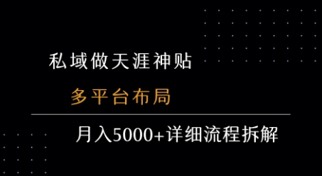 私域做天涯神贴 多平台布局 月入5k+详细流程拆解|学课链网创
