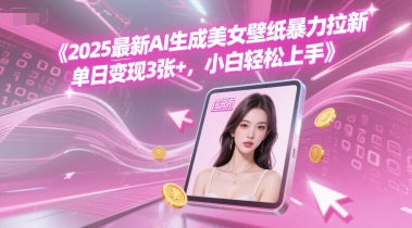 2025最新AI生成美女壁纸暴力拉新, 单日变现3张+，小白轻松上手|学课链网创