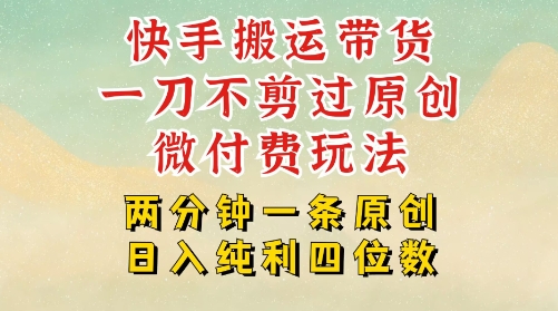快手黑科技搬运带货，一刀不剪过原创，微付费投流玩法，轻松日入四位数，深层揭秘玩法|学课链网创
