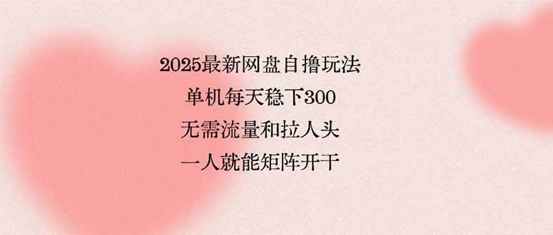 （15831期）2025最新网盘自撸玩法，单机每天稳下3张，无需流量和拉人头，一个人就…|学课链网创