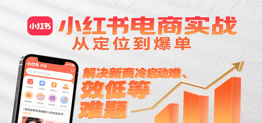 小红书电商实战，从定位到爆单解决新商冷启动难、变现效率低等难题|学课链网创