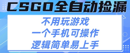 CSGO自动捡漏项目，最新独家玩法，不用挂G不用玩游戏，一个手机即可操作，新手小白轻松月入1W+【揭秘】|学课链网创