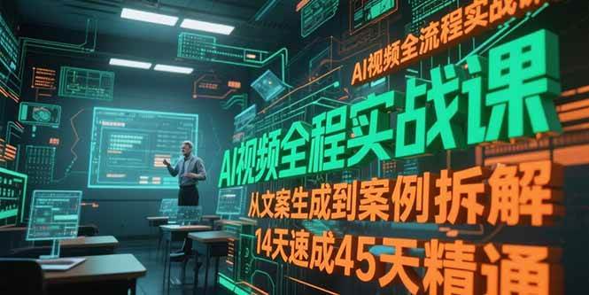 （15172期）AI视频全流程实战课，从文案生成到案例拆解，14天速成45天精通|学课链网创