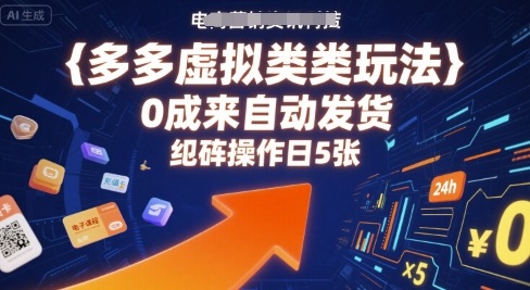 多多虚拟类目玩法，0成本全自动发货，矩阵操作日5张|学课链网创