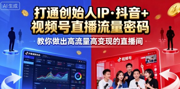 25年直播9-10两期线下课，打通创始人IP，抖音+视频号直播流量密码，教你做出高流量高变现的直播间|学课链网创