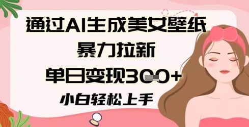 通过AI生成美女壁纸暴力拉新，单日变现3张+，小白轻松上手|学课链网创
