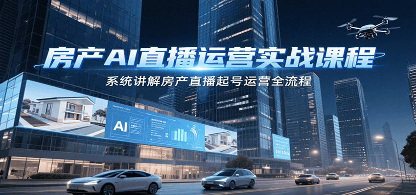 房产AI直播运营实战课程，系统讲解房产直播起号运营全流程|学课链网创