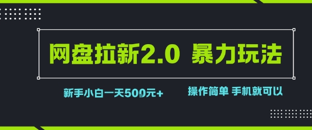 网盘拉新2.0暴力玩法,新手小白一天轻松5张,操作简单|学课链网创