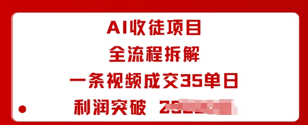 AI收徒项目全流程拆解一条视频成交35单日利润突破1k+|学课链网创