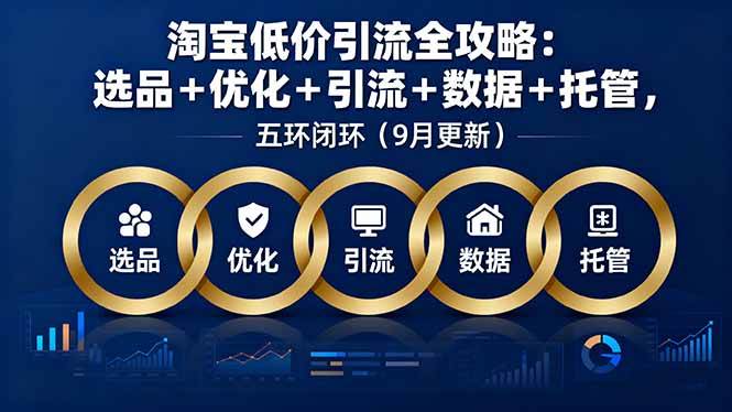 （16009期）淘宝低价引流全攻略：选品＋优化＋引流＋数据＋托管，五环闭环（9月更新）|学课链网创