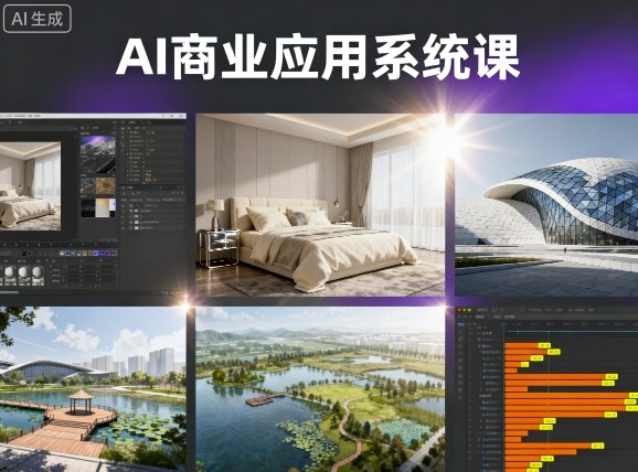 AI商业应用系统课，室内-软装-建筑-景观，智能设计+效果图+动画画实战|学课链网创