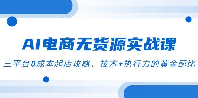 （14982期）AI电商无货源实战课，三平台0成本起店攻略，技术+执行力的黄金配比|学课链网创