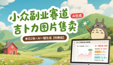 小众副业赛道 吉卜力图片售卖 单日2张+ AI一键生成【附教程】|学课链网创