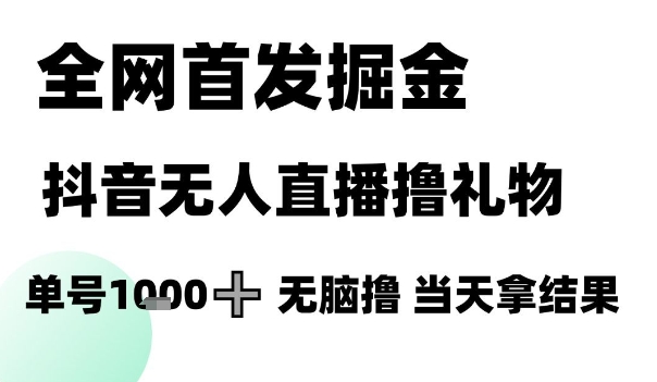 全网首发掘金抖音无人直播撸礼物，单号1k +无脑撸，当天拿结果【揭秘】|学课链网创