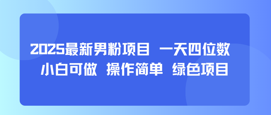 2025最新男粉项目 一天四位数 小白可做 操作简单 绿色项目|学课链网创