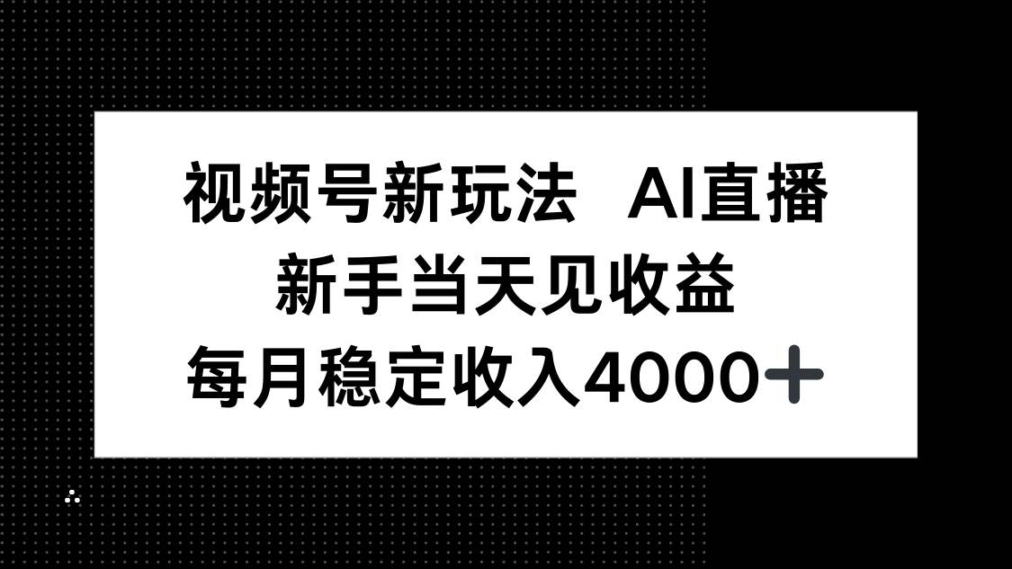 （16080期）视频号新玩法AI直播，新手小白当天见收益，月入4000+|学课链网创